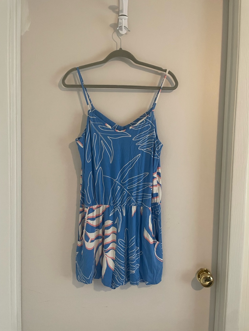 Fighting Eel Blue Tropical Print Romper Sz M